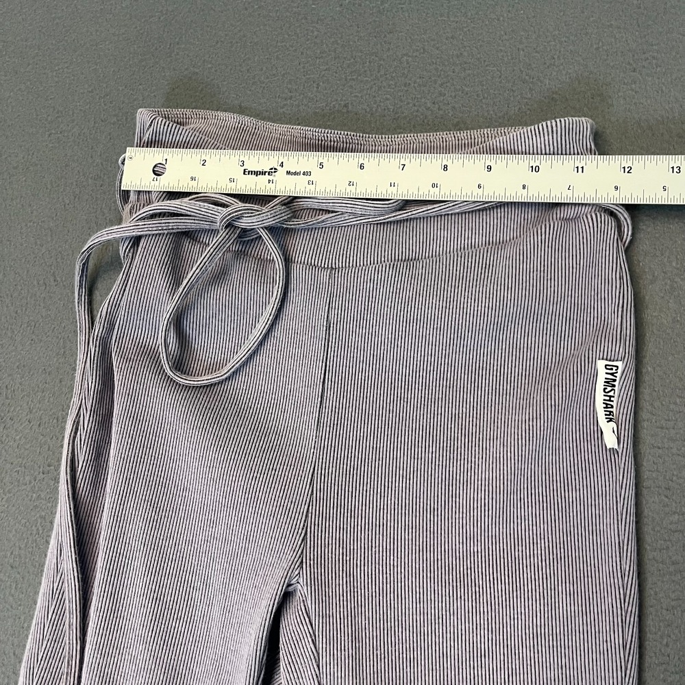 Gymshark Womens Size Medium Leggings Belted Ribbed Knit Tulip Hem Purple Lounge - Picture 6 of 11